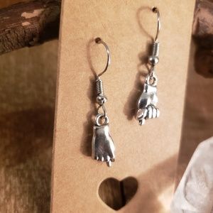 Hand earrings Fig sign HAND Gesture Fist Earrings ~Peace~BLM~Occult~Lucky Symbol
